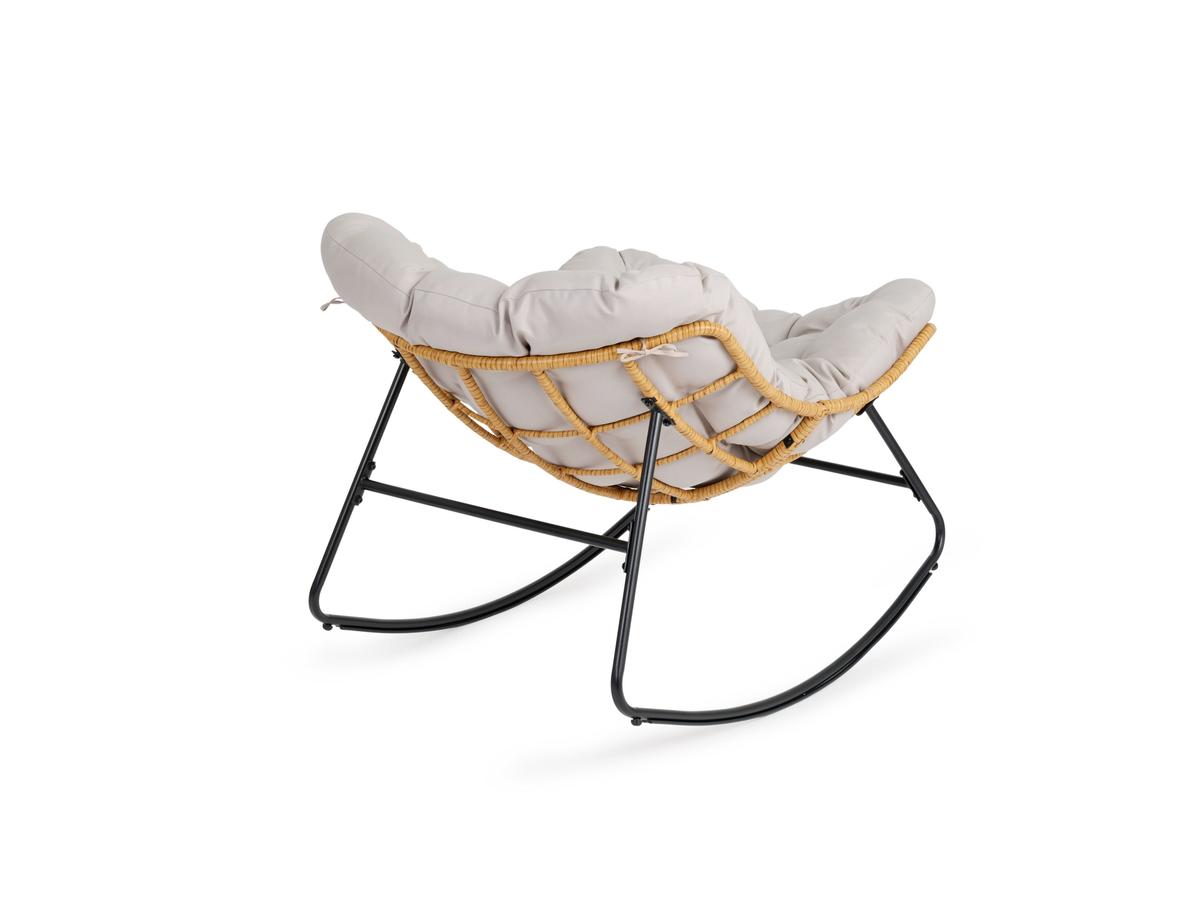 Lifa Garden Rotan Rocking Stoel met Kussen - Naturel - 110x70x90 cm