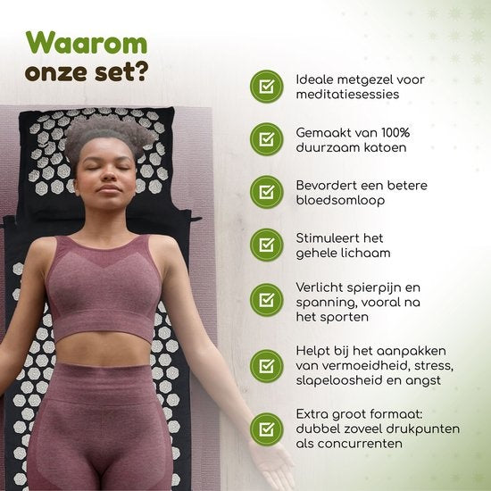 Amati Blue Lotus Spijkermat - Incl. Kussen en Accessoires - Zwart
