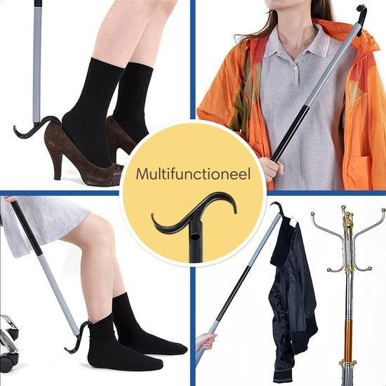 Safe Life Schoenlepel lang - 3 lengtes - Incl. aankleedstok en sokkenhulp - 3-in-1 functie
