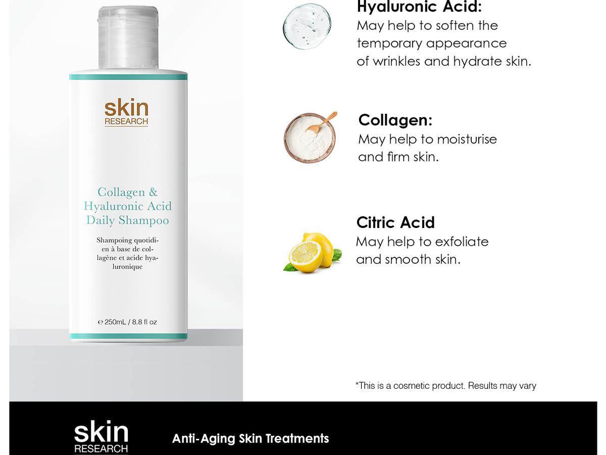 Skin Research Daily Shampoo - Collageen en Hyaluronzuur - 250 ml - Transparant