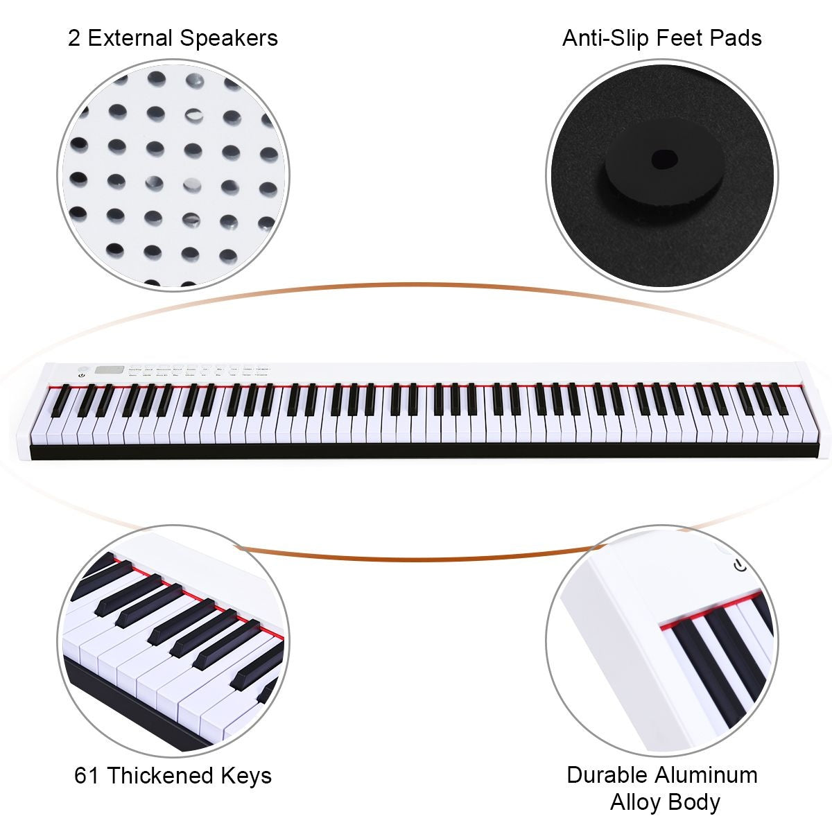 Coast Digitale Piano met 88 Toetsen Draagbaar Inclusief Tas - Wit