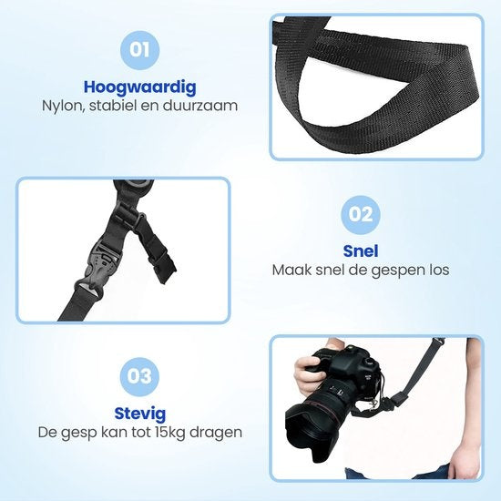 Garpex® Verstelbare Camera Strap - Schouderriem voor Digitale en Spiegelreflex Camera - Camera Schouderband - Comfortabel en Duurzaam