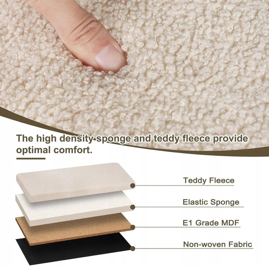 Eugad Opbergbank met Deksel - Beige - 110 x 38 x 38 cm