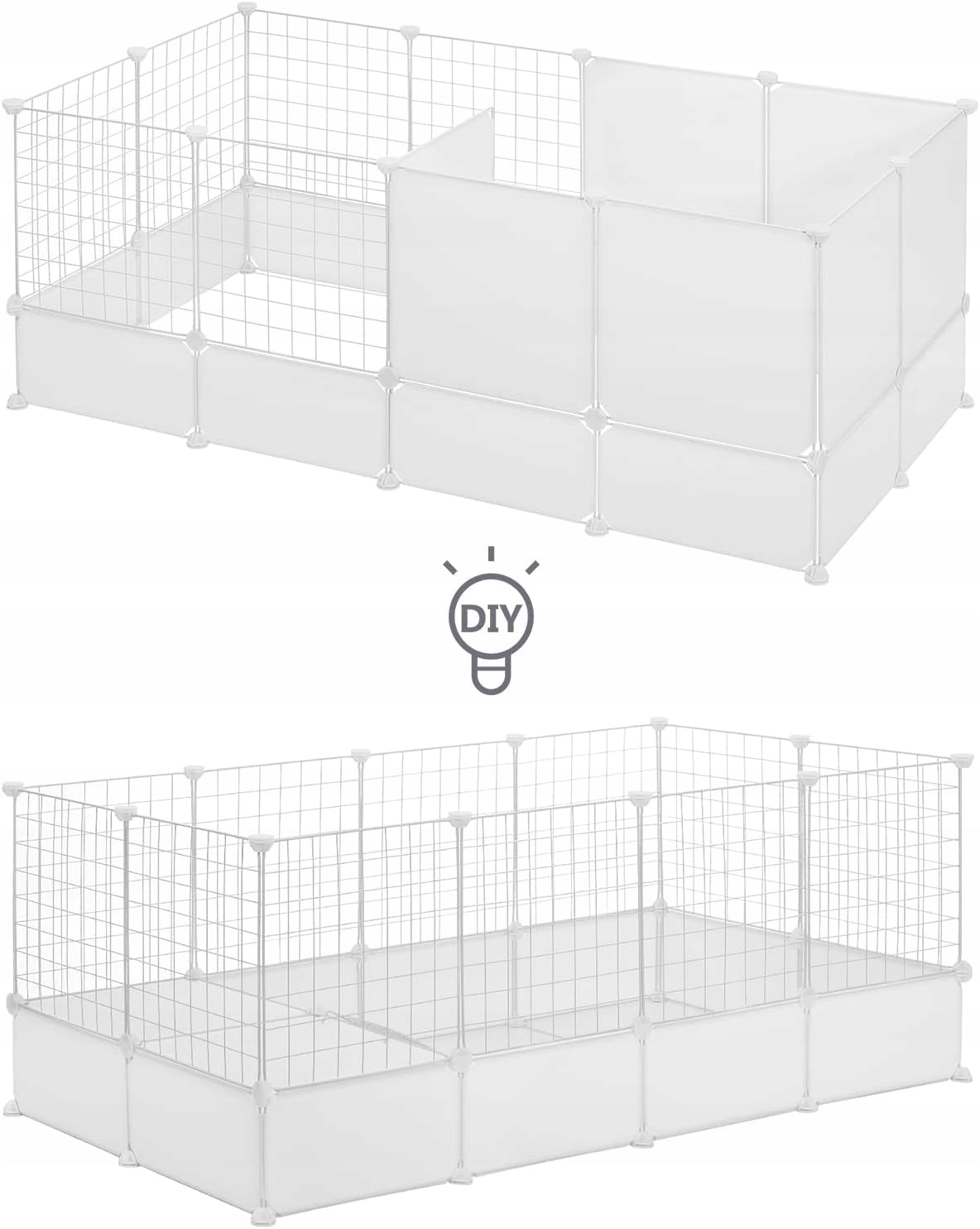 Eugad Modulaire Dierenren met Bodem - Wit - 142 x 71 x 53 cm