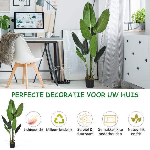 Coast Kunstmatige Tropische Palmboom - 160 cm - Decoratieve Binnenplant - Zwarte Pot