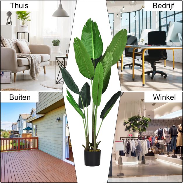 Coast Kunstmatige Tropische Palmboom - 160 cm - Decoratieve Binnenplant - Zwarte Pot