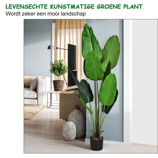 Coast Kunstmatige Tropische Palmboom - 160 cm - Decoratieve Binnenplant - Zwarte Pot