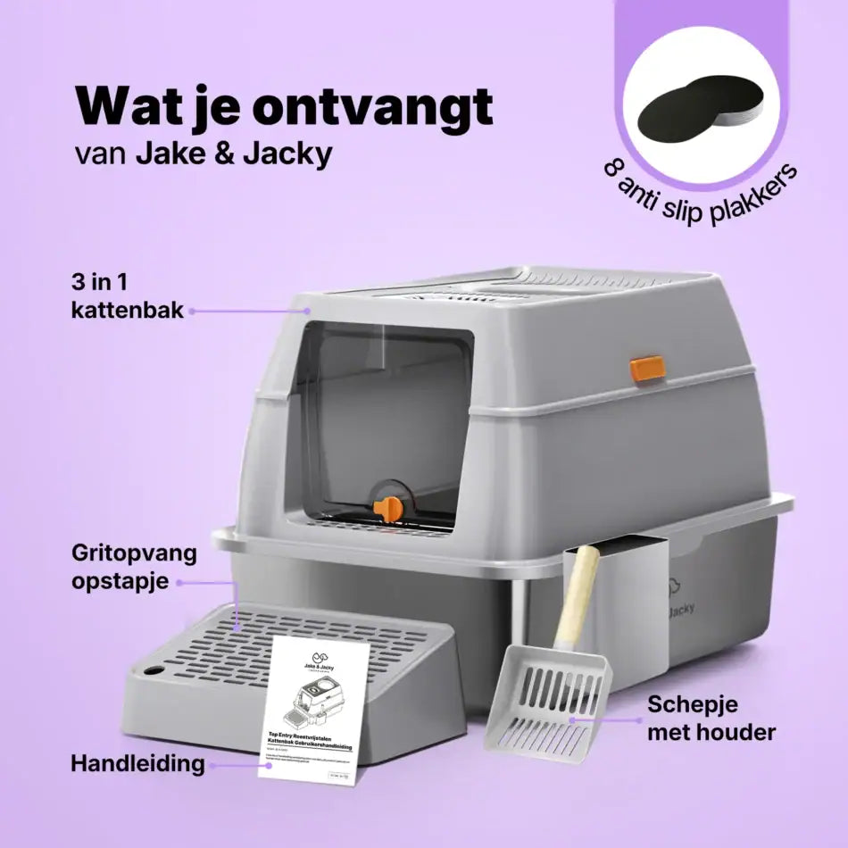 Hop In Kattenbak - RVS - Hygiënisch - Zilver