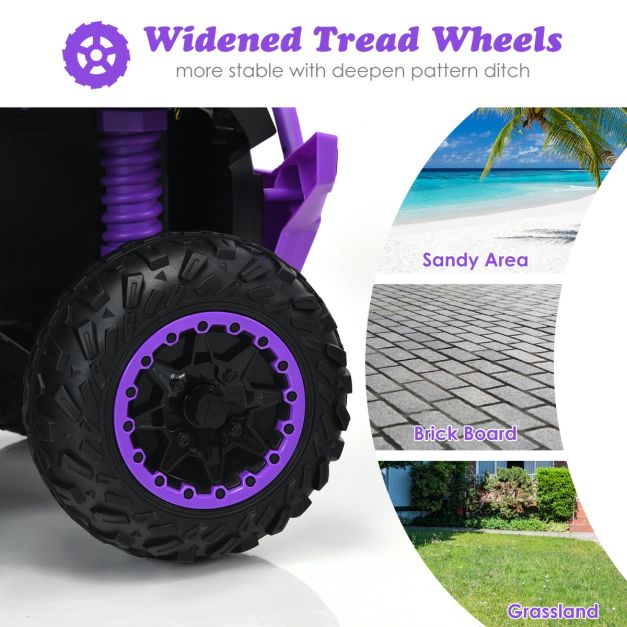 Coast 12V Elektro Kinderquad met muziekhoorn en LED -koplampen Elektroquad Purple