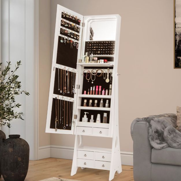 Coast Spiegel- en Sieradenkast - Met LED Verlichting - 120 x 37 x 11 cm - Wit