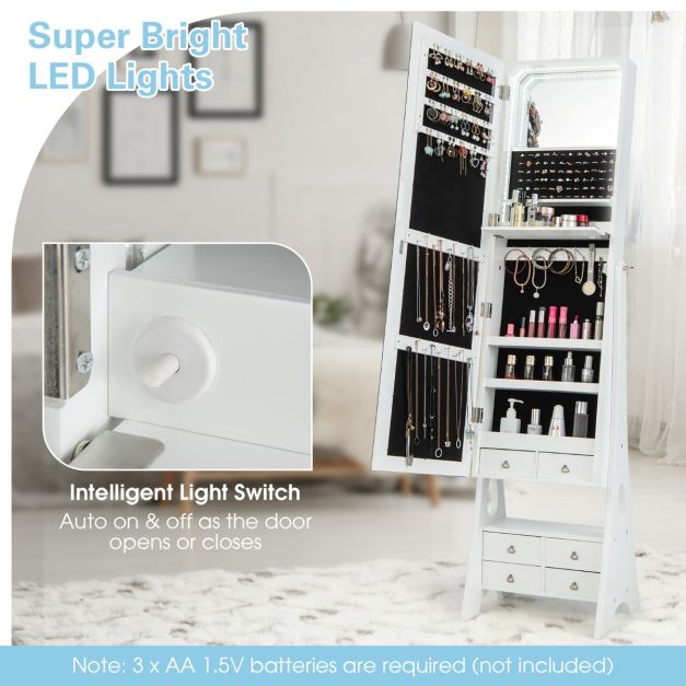 Coast Spiegel- en Sieradenkast - Met LED Verlichting - 120 x 37 x 11 cm - Wit