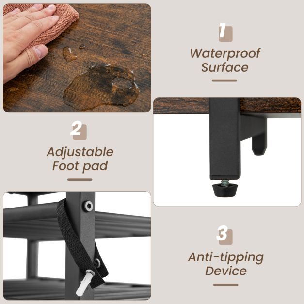 Coast Industriële Wijnbar met Oplaadstation – 21-Flessen Wijnrek, 3-Niveau Planken, 40×120×92 cm – Rustiek Bruin