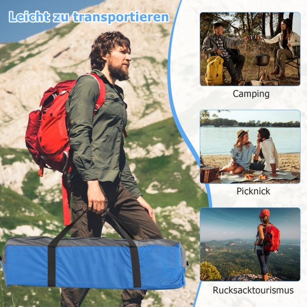 Coast 3-Persoons Campingtent – Waterdicht met Regenhoes en Draagtas 200 x 146 x 130 cm – Blauw/Zwart