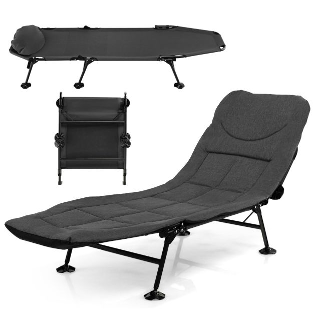 Coast Campingbed - Opklapbaar - Afneembaar matras - 194 x 69 x 29 cm - Grijs