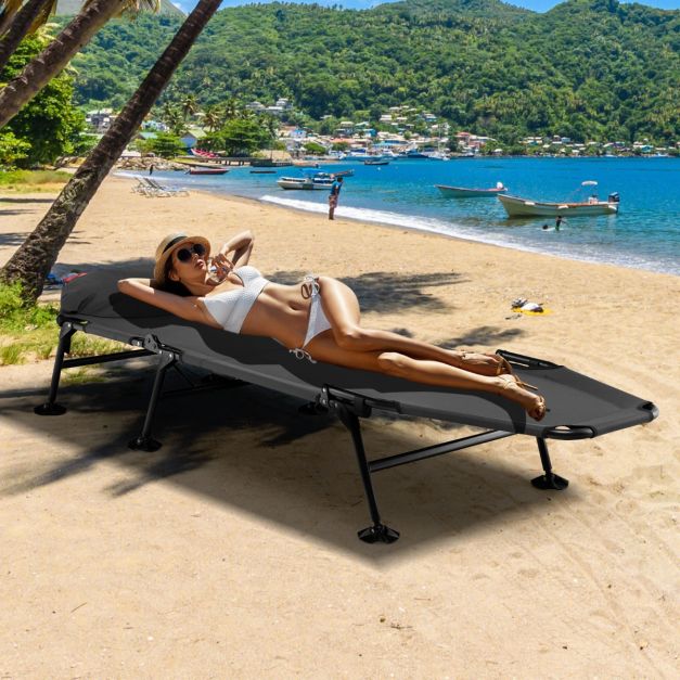 Coast Campingbed - Opklapbaar - Afneembaar matras - 194 x 69 x 29 cm - Grijs