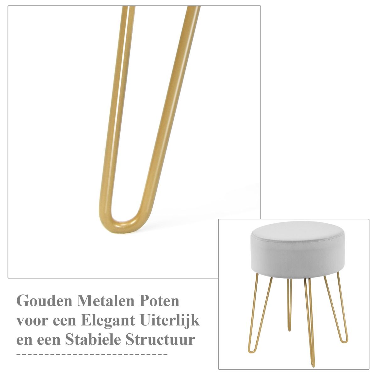 Coast Kruk Fluweel - Max. 100 kg - 39 x 39 x 46 cm - Grijs