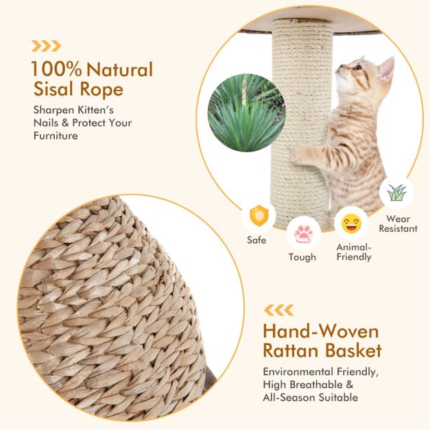 Coast kleine katboom met grot en natuurlijke sisal & handgemaakte mand ? 48 x 70,5 cm