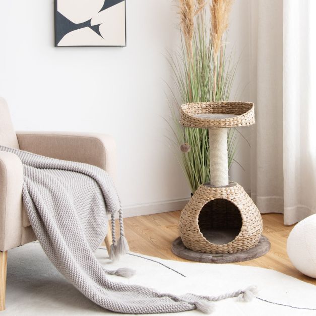 Coast kleine katboom met grot en natuurlijke sisal & handgemaakte mand ? 48 x 70,5 cm