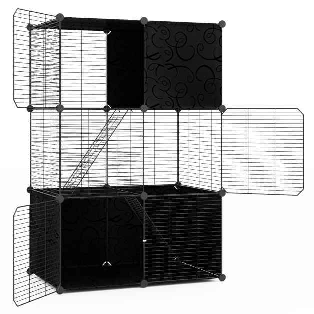 Coast Kattenkooi - 3 Verdiepingen - 74 x 47 x 110 cm - Doe-het-zelf - Speelruimte - 2 Hellingen - Zwart