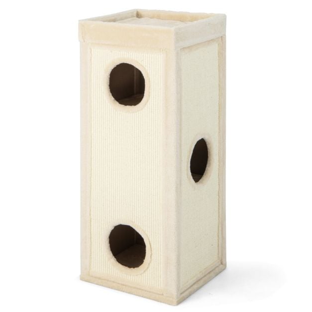 Coast Krabton 4-Laags – Kattenhuis met 3 Kattenholen en Kussens 40 x 40 x 99 cm – Naturel