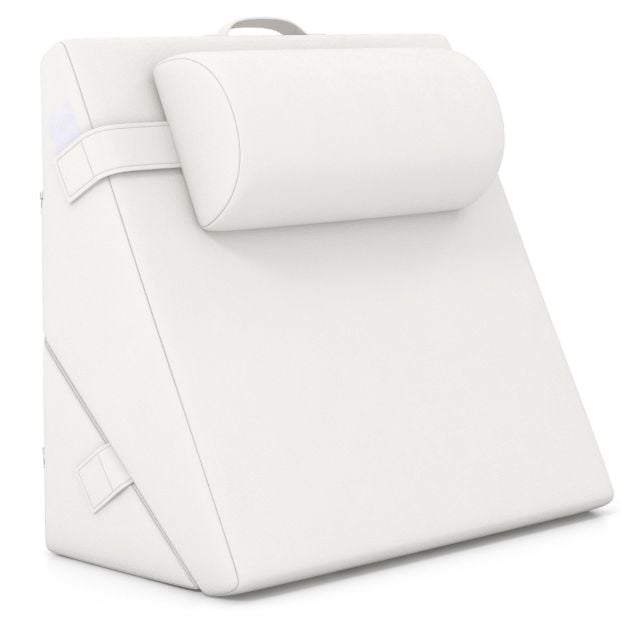 Coast Wigkussen Gebroken Wit – 3-Delige Verstelbare Rugsteun met Hoofdsteun en Memory Foam – 57 x 30 x 53 cm
