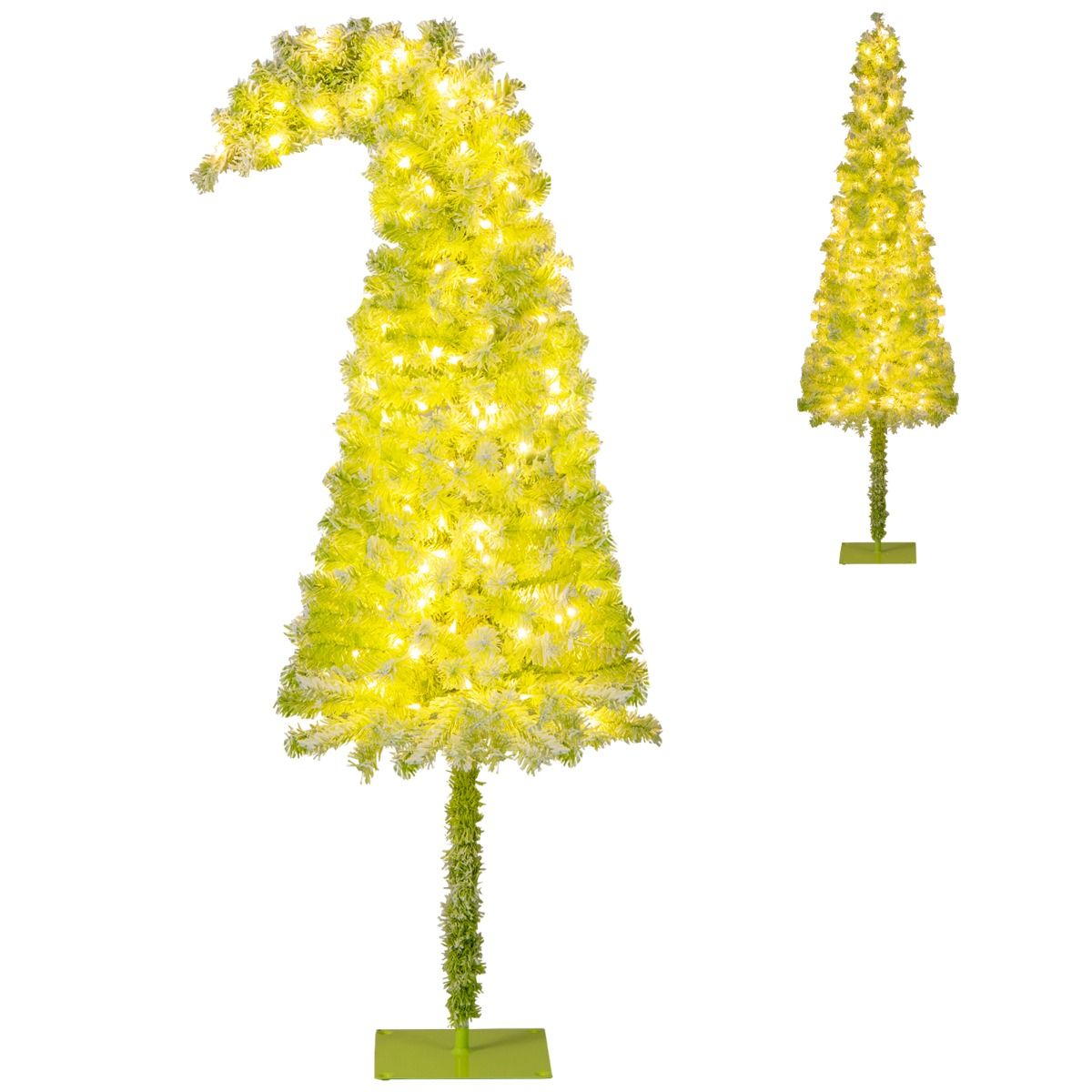 Coast – Kunstkerstboom Met Verlichting En Sneeuw – 50 x 180 cm – Voorzien Van Buigbare Top En 120 Warmwitte LED-Lampen En 8 Lichtmodi – Voor Kerstmis En Winterthema – Groen Sneeuw PVC En Metaal