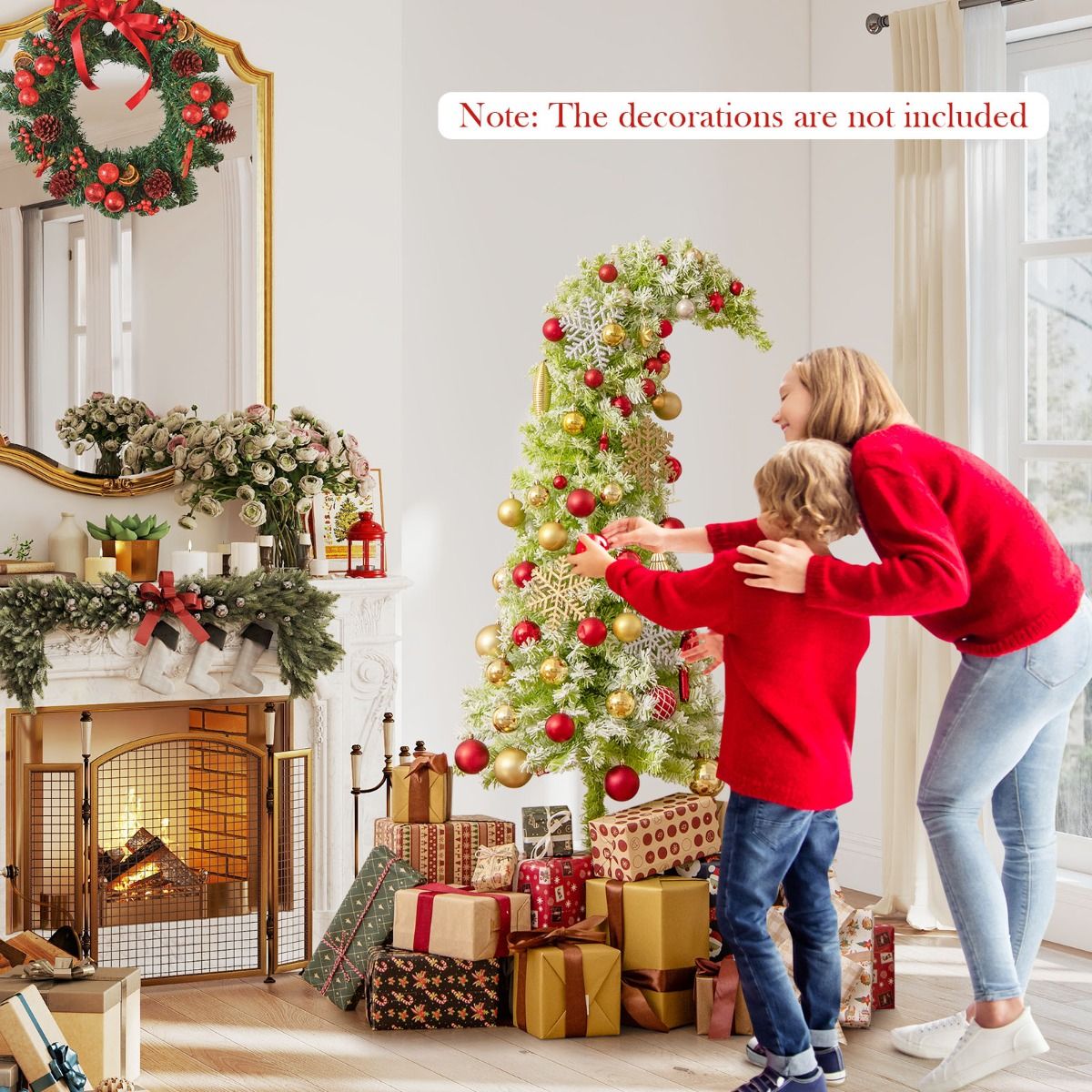 Coast – Kunstkerstboom Met Verlichting En Sneeuw – 50 x 180 cm – Voorzien Van Buigbare Top En 120 Warmwitte LED-Lampen En 8 Lichtmodi – Voor Kerstmis En Winterthema – Groen Sneeuw PVC En Metaal