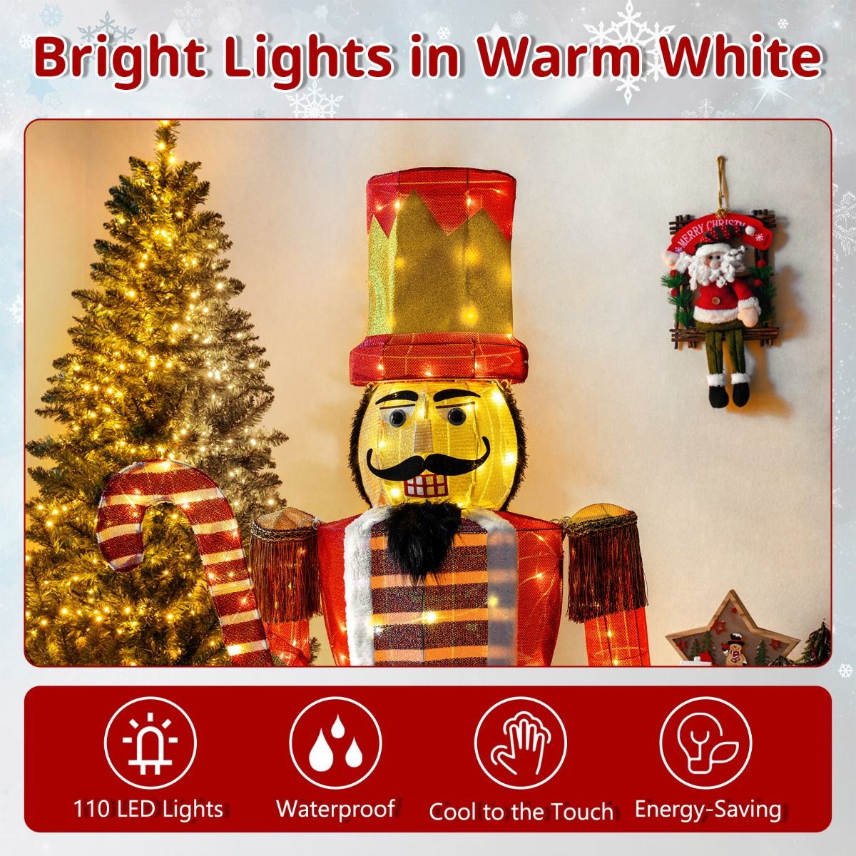 Coast Verlichte Notenkraker Soldaat 170 cm Warm Wit – 110 LED – Rood/Zwart – 70 x 30 x 170 cm