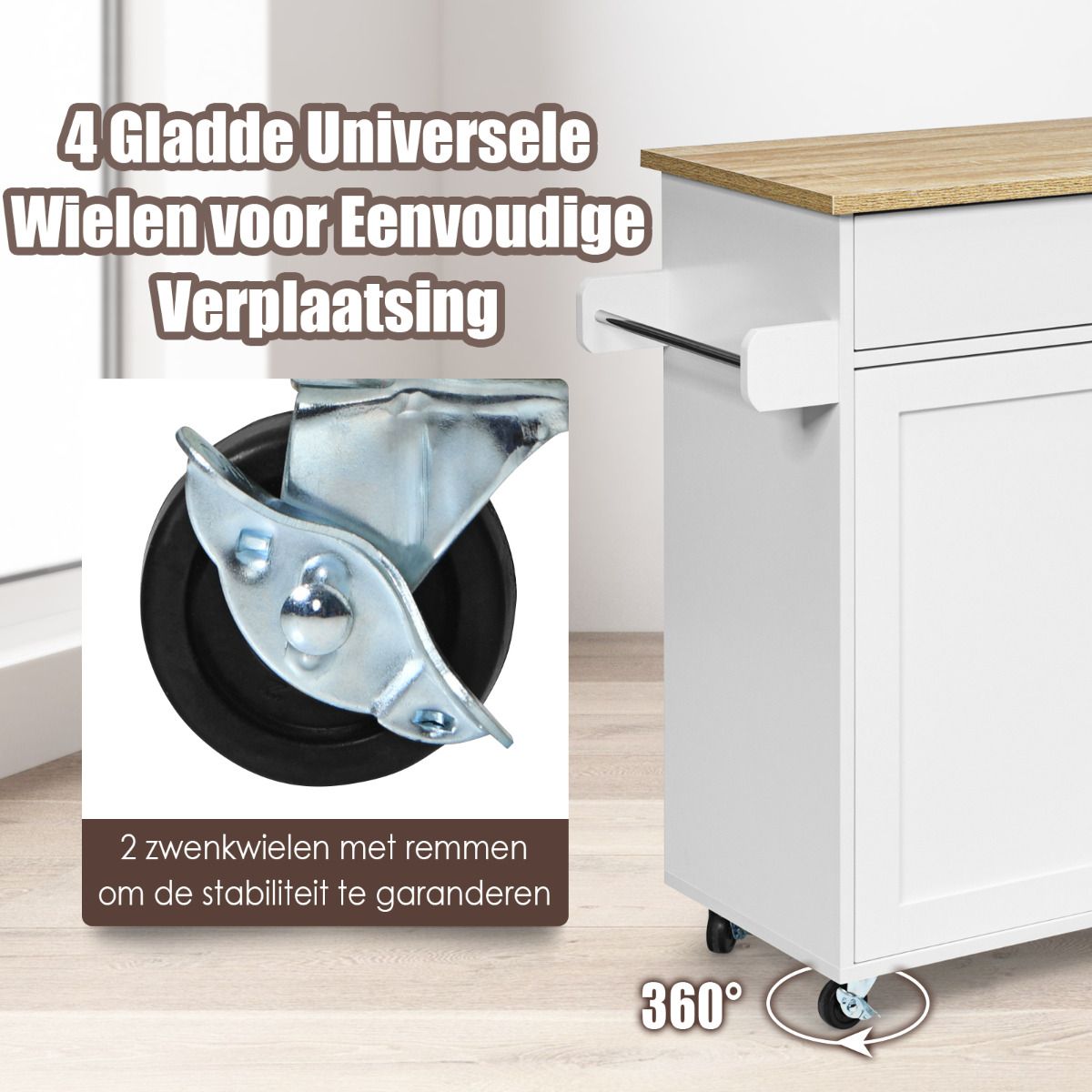 Coast Keukentrolley - Serveerwagen - 116 x 40 x 85 cm - Wit