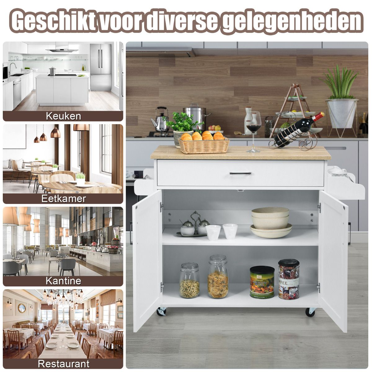 Coast Keukentrolley - Serveerwagen - 116 x 40 x 85 cm - Wit