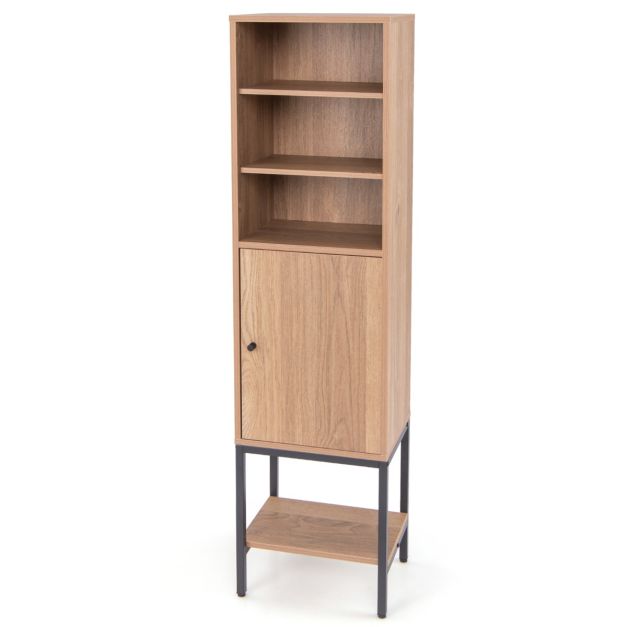 Smalle Woonkast – 146 cm Hoog – Vrijstaande Opbergkast met Verstelbare Planken en Onderkast – Compact en Stijlvol voor Badkamer, Woonkamer of Hal