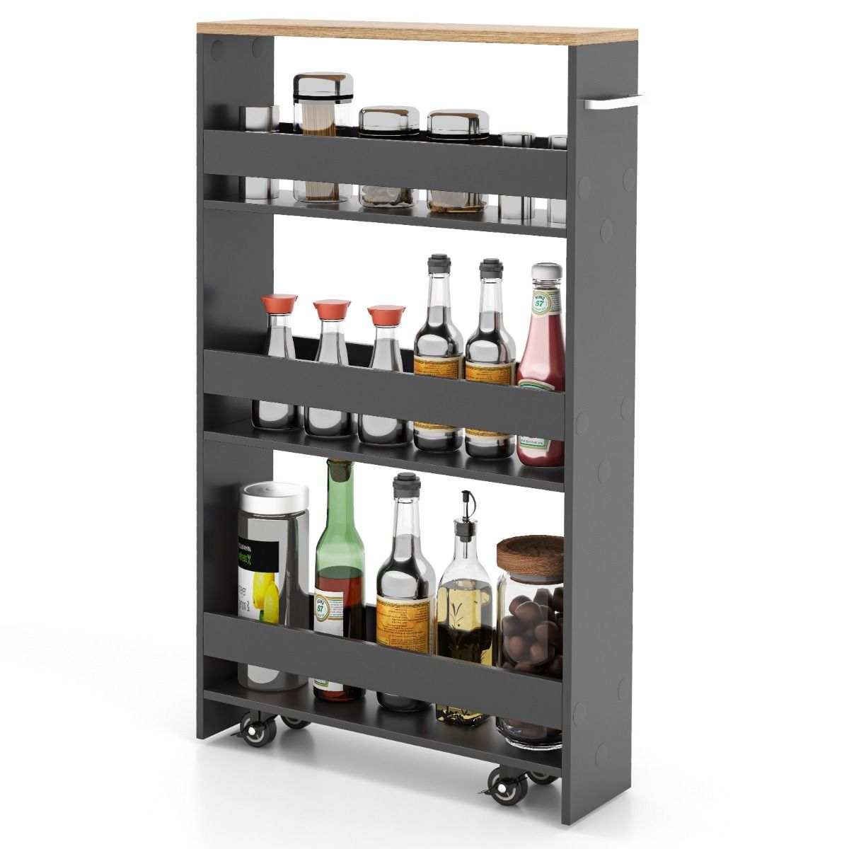 Coast Keukenwagen Op Wielen - 4-Laags - 47.5 x 13 x 80.5 cm - Grijs