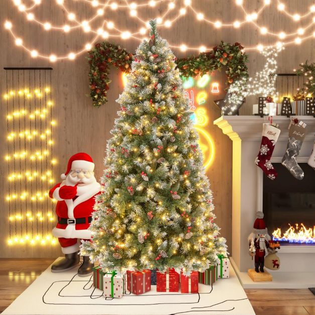 Cost - Kunstkerstboom met Verlichting - 420 Ledlampen - Wit/Groen - 195x106 cm