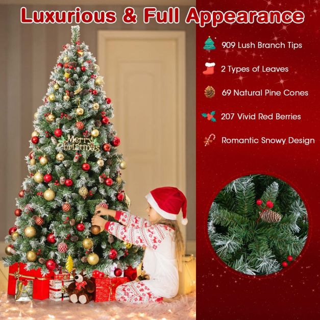 Cost - Kunstkerstboom met Verlichting - 420 Ledlampen - Wit/Groen - 195x106 cm
