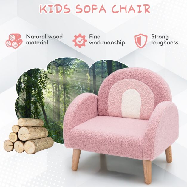 Coast Gededed Kind Sofa met vaste houtpoten Kinder Fauteuil Roze