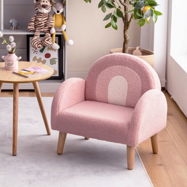 Coast Gededed Kind Sofa met vaste houtpoten Kinder Fauteuil Roze