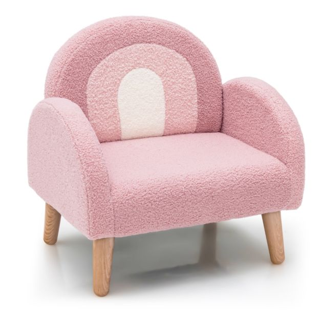 Coast Gededed Kind Sofa met vaste houtpoten Kinder Fauteuil Roze