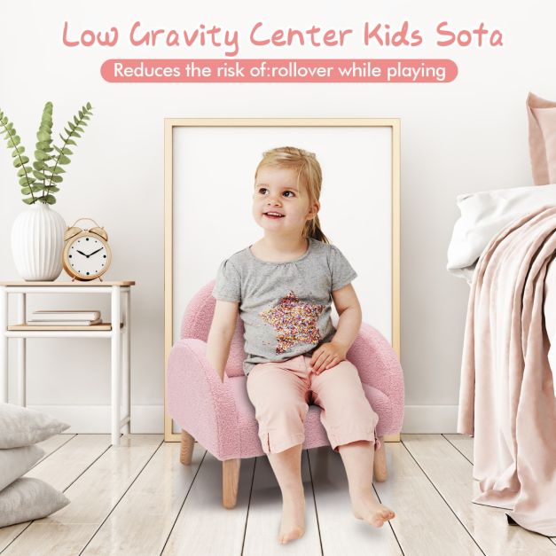 Coast Gededed Kind Sofa met vaste houtpoten Kinder Fauteuil Roze
