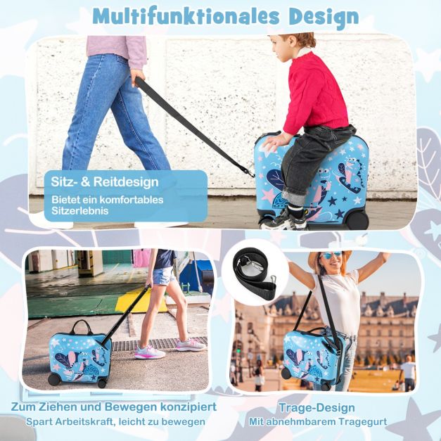 Coast Kinderkofferset Dinosaurus – 2-Delige Reisset met 18 Inch Zitkoffer en Rugzak – 47 x 23 x 38 cm