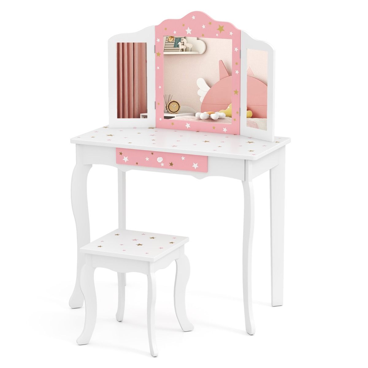 Coast Kinderkapidetafel Princess Frieriertisch met lade opvouwbare spiegel met kaptafel wit