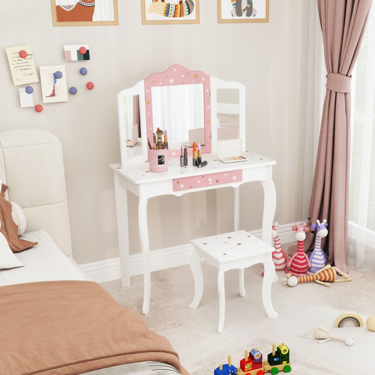 Coast Kinderkapidetafel Princess Frieriertisch met lade opvouwbare spiegel met kaptafel wit