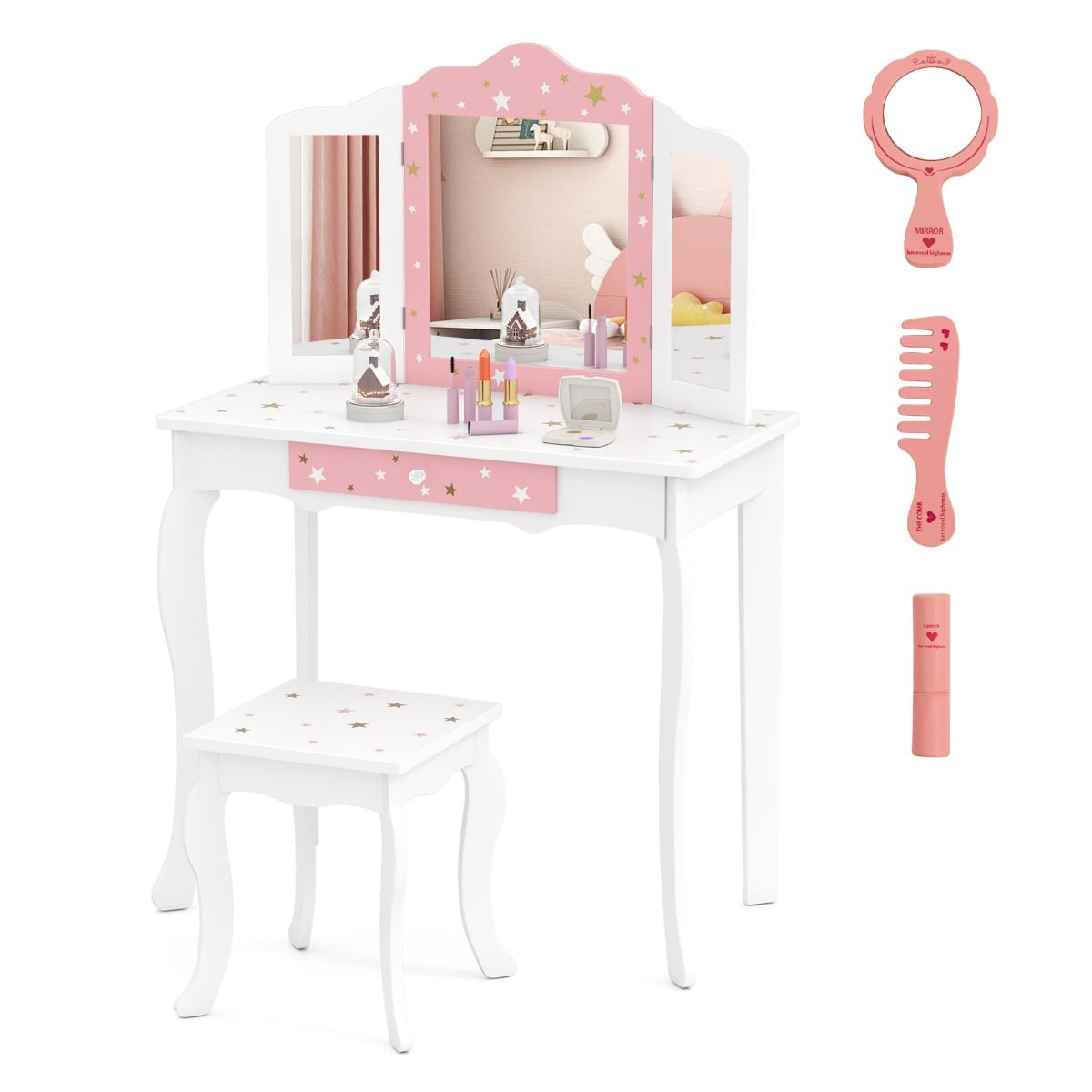 Coast Kinderkapidetafel Princess Frieriertisch met lade opvouwbare spiegel met kaptafel wit