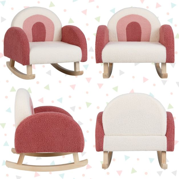 Coast Children's Swing Chair Teddy Plush fauteuil met een schommelpoten gemaakt van Poplar Wood