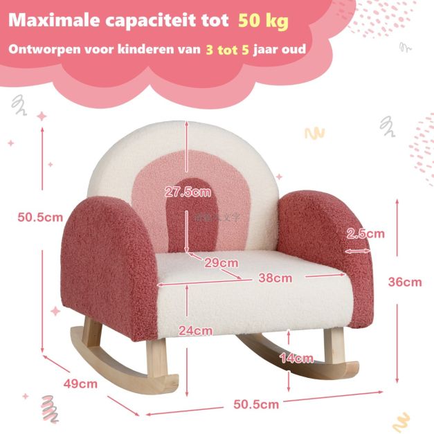 Coast Children's Swing Chair Teddy Plush fauteuil met een schommelpoten gemaakt van Poplar Wood