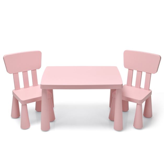 Coast - Kindertafel en 2 Stoelen Set - Multifunctioneel, Ergonomisch, Ronde Randen, 50 kg Belastbaar - Tafel 76,5 x 54,5 x 49,5 cm - PP - Roze