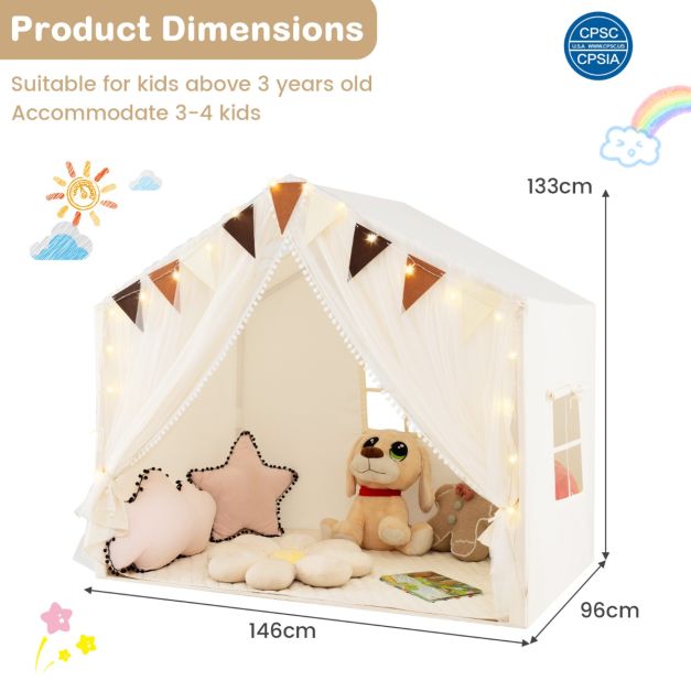 Coast Kindertent met Mat en Verlichting - Wit -