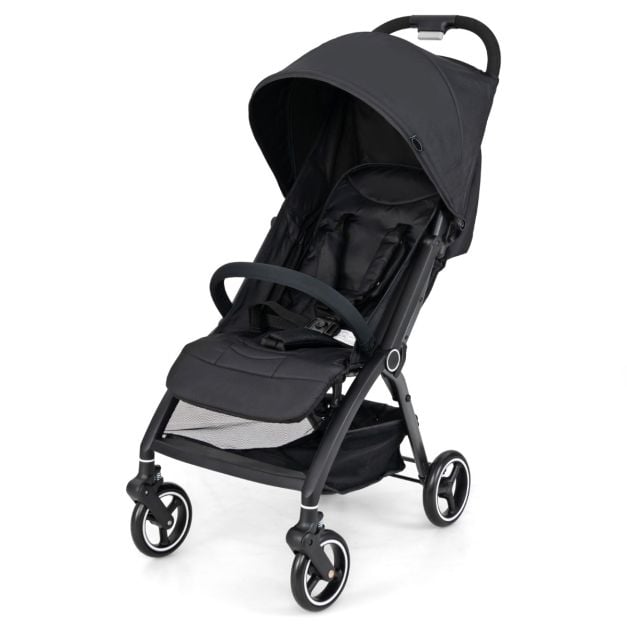 Coast Reisbuggy – Lichtgewicht Kinderwagen met Verstelbare Rugleuning en Zonnekap – Zwart/Grijs