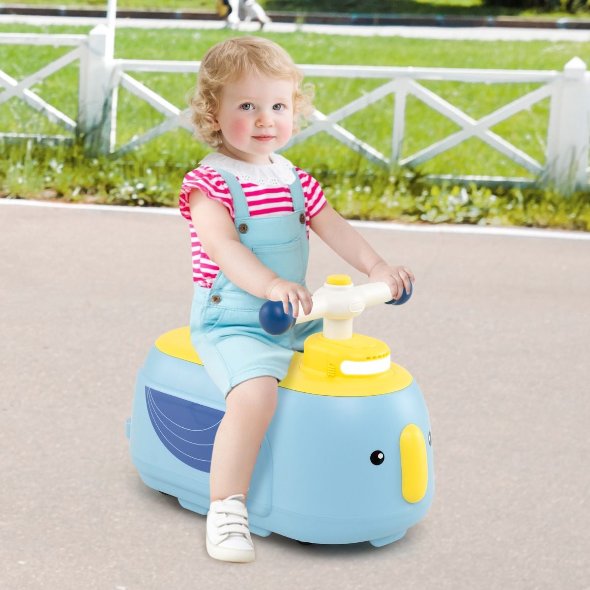 Costway TQ10407NY – Toddler Ride-on Toy met Trailer, Licht & Muziek – 12 Maanden+ – Blauw Productbeschrijving: