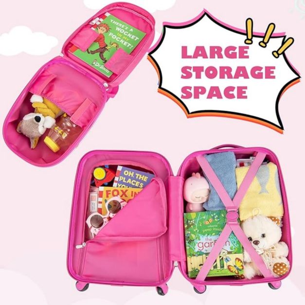 Coast 2-Delige Kinderkofferset - 360° Wielen - 33 x 22 x 41 cm - ABS - Roze