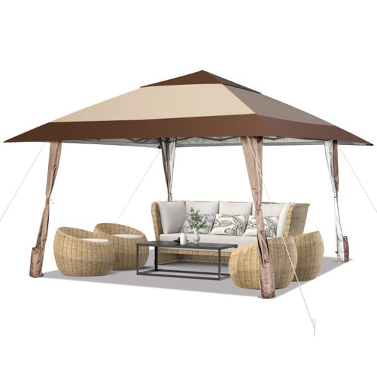 Coast Paviljoen – Weerbestendig Dak & Zijwanden– 400 x 400 x 285 cm – Beige/Bruin